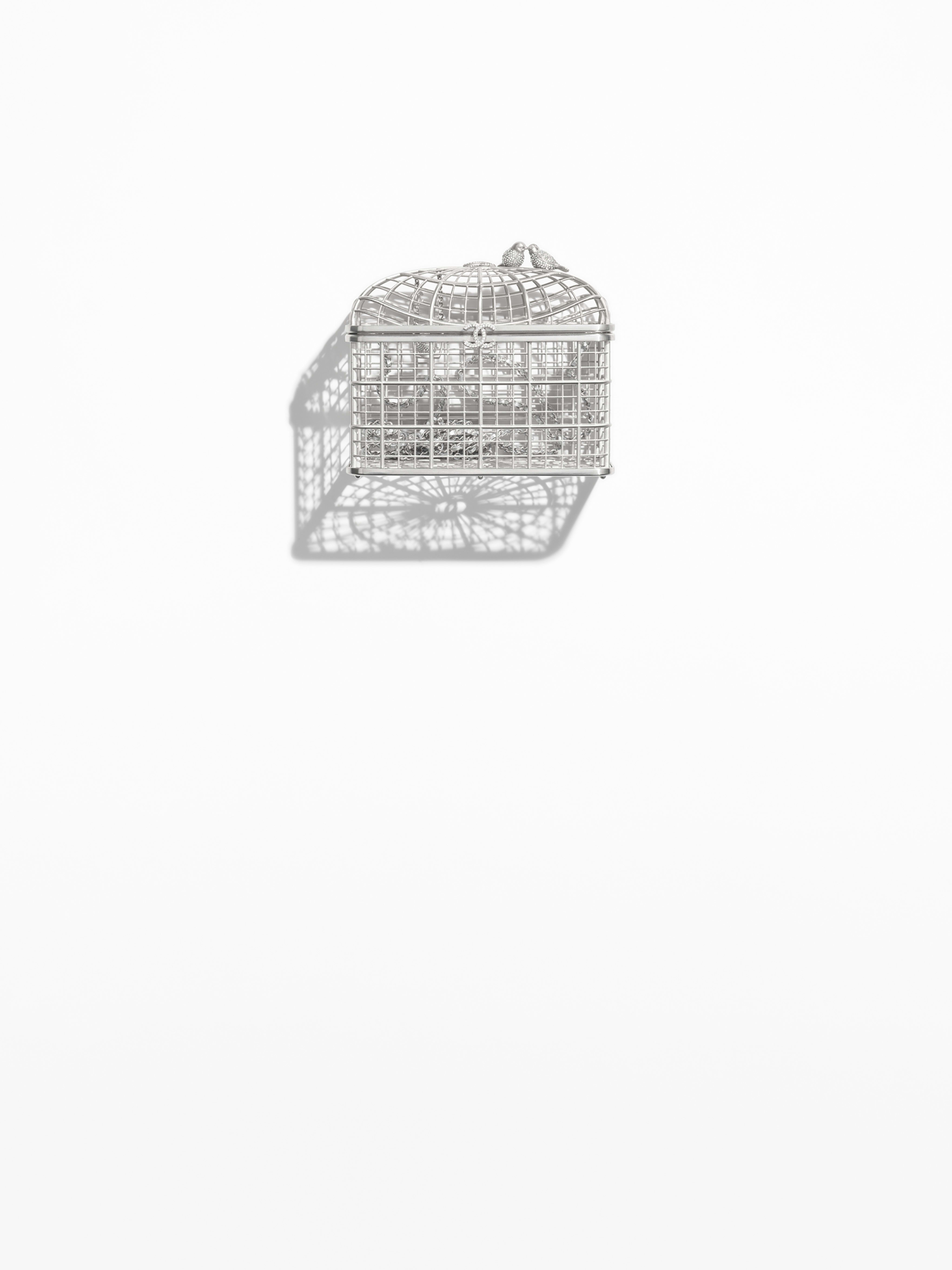 Minaudiere w kształcie klatki na ptaki - Silvery & Crystal - widok artystyczny, duży obraz 1